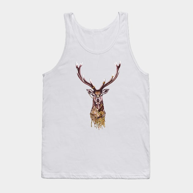 Steampunk Stag Cyborg Tank Top by Marike Korting Art